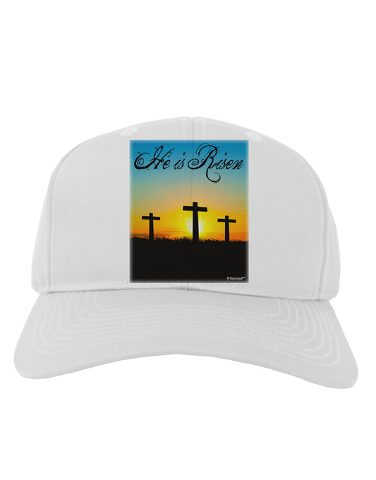 Three Crosses Sunrise - He Is Risen Adult Baseball Cap Hat by TooLoud-Baseball Cap-TooLoud-White-One Size-Davson Sales