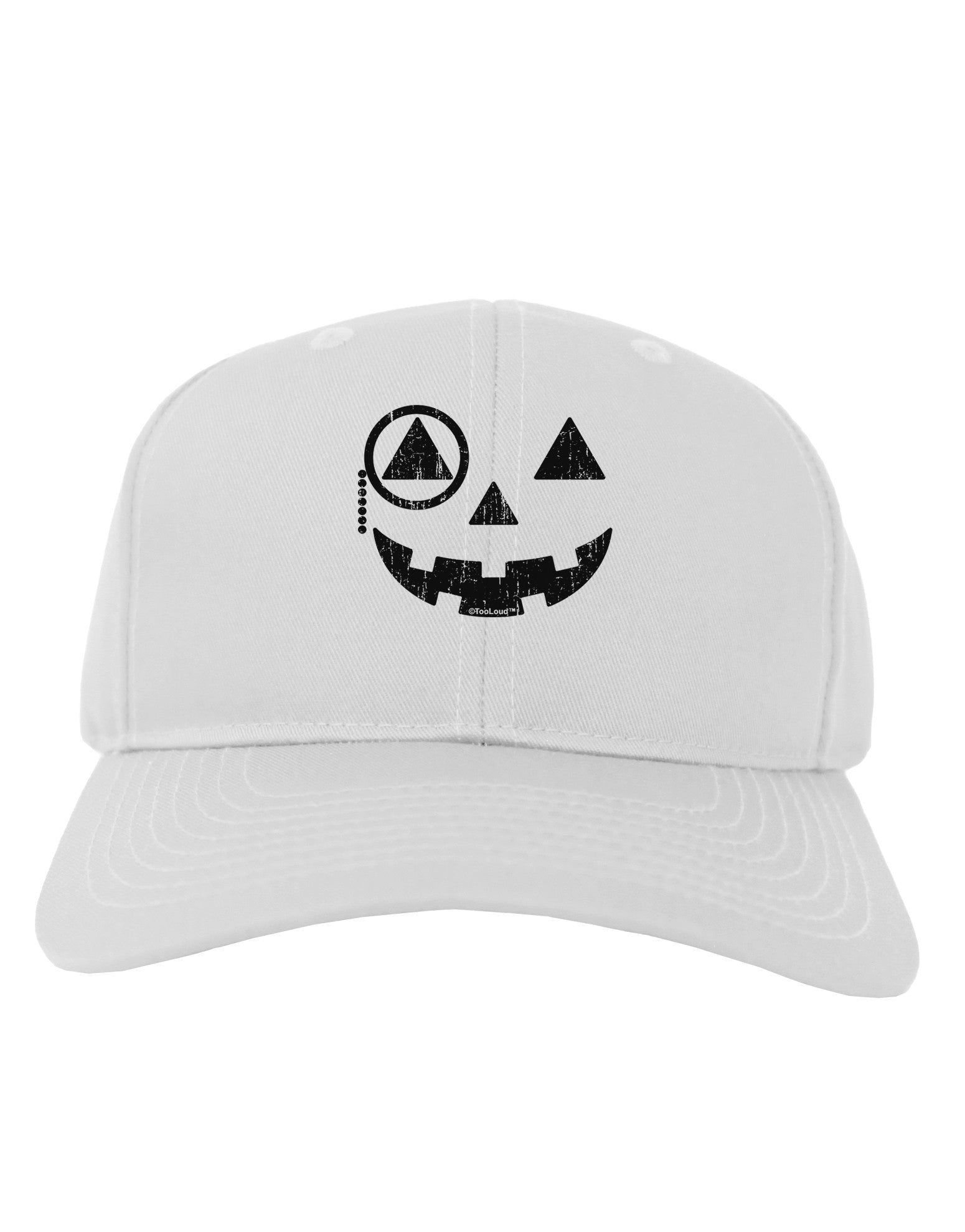 Monocle Jack-o-Lantern Distressed Adult Baseball Cap Hat-Baseball Cap-TooLoud-White-One Size-Davson Sales