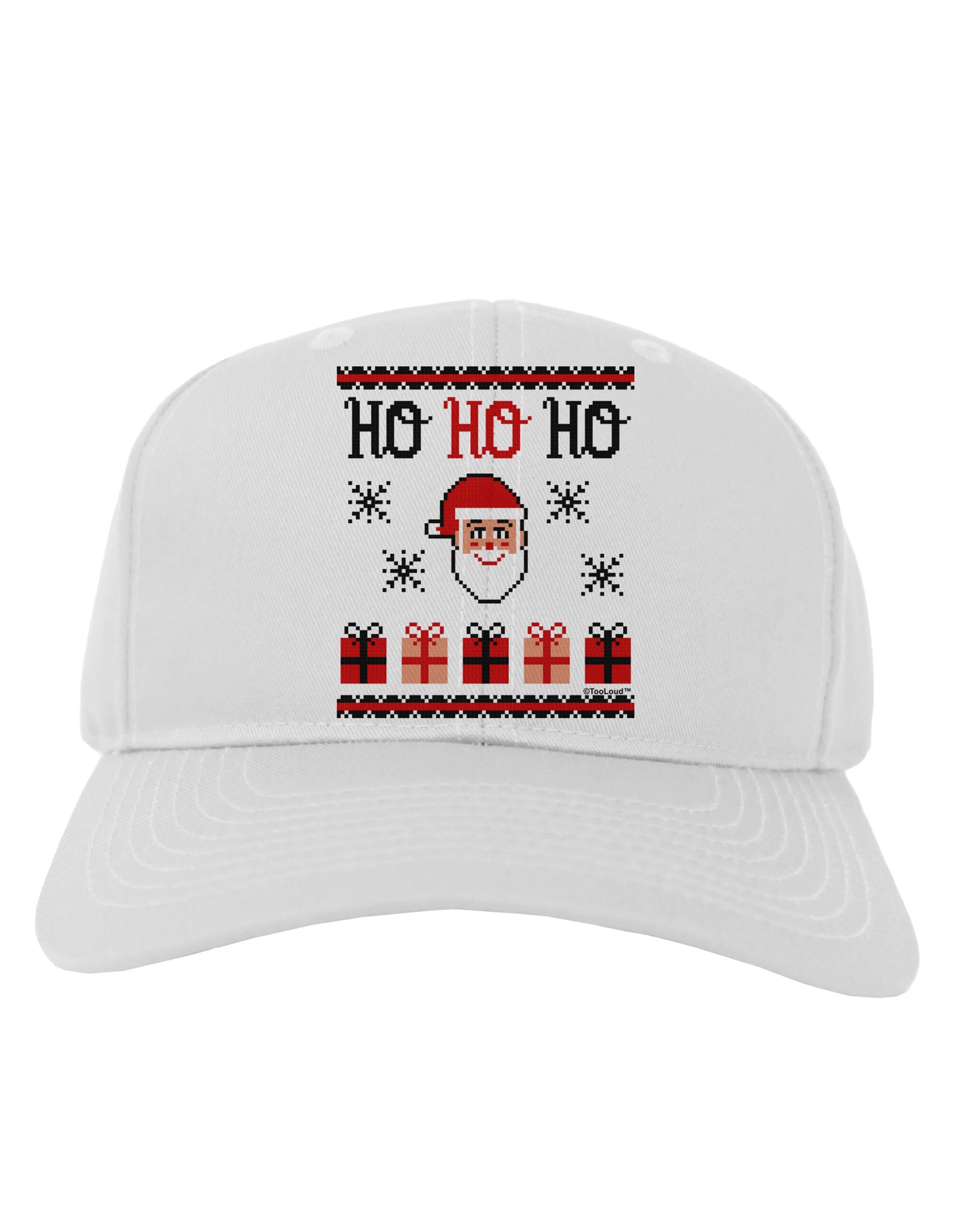 Ho Ho Ho Ugly Christmas Sweater Adult Baseball Cap Hat-Baseball Cap-TooLoud-White-One Size-Davson Sales