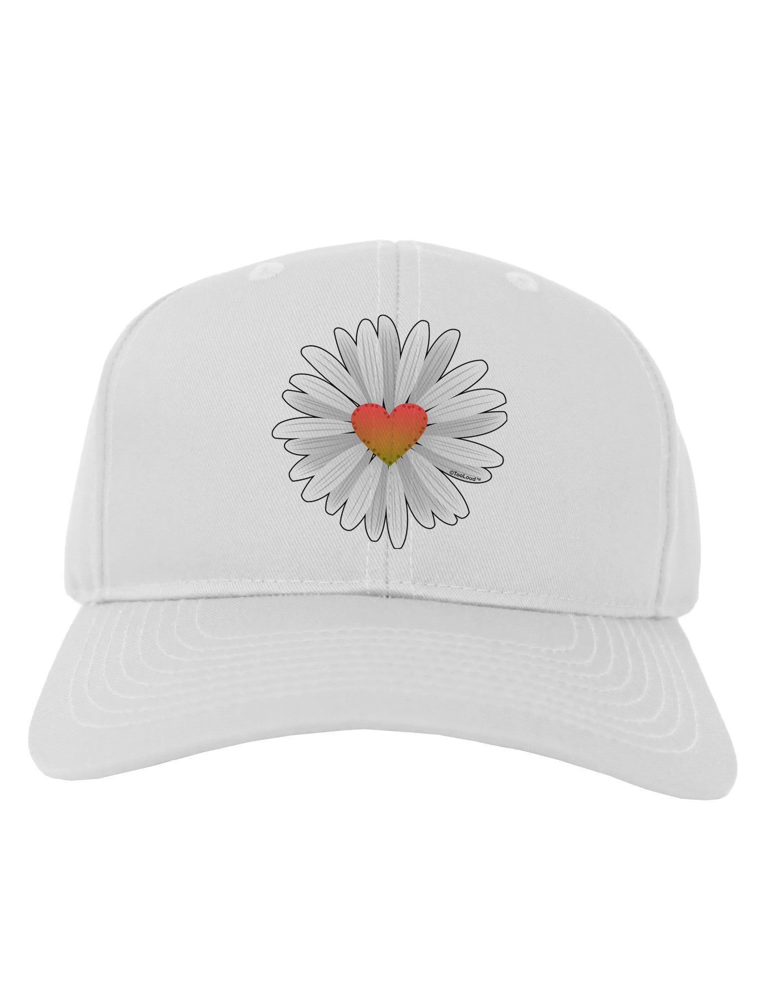 Pretty Daisy Heart Adult Baseball Cap Hat-Baseball Cap-TooLoud-White-One Size-Davson Sales