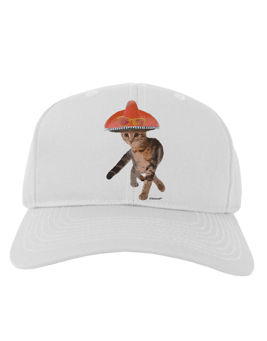 Cat with Pink Sombrero and Sunglasses Adult Baseball Cap Hat by TooLoud-Baseball Cap-TooLoud-White-One Size-Davson Sales