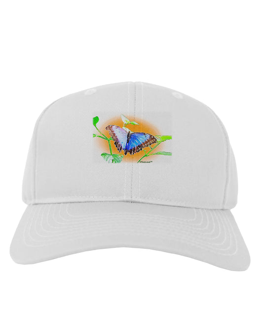Blue Watercolor Butterfly Adult Baseball Cap Hat-Baseball Cap-TooLoud-White-One Size-Davson Sales