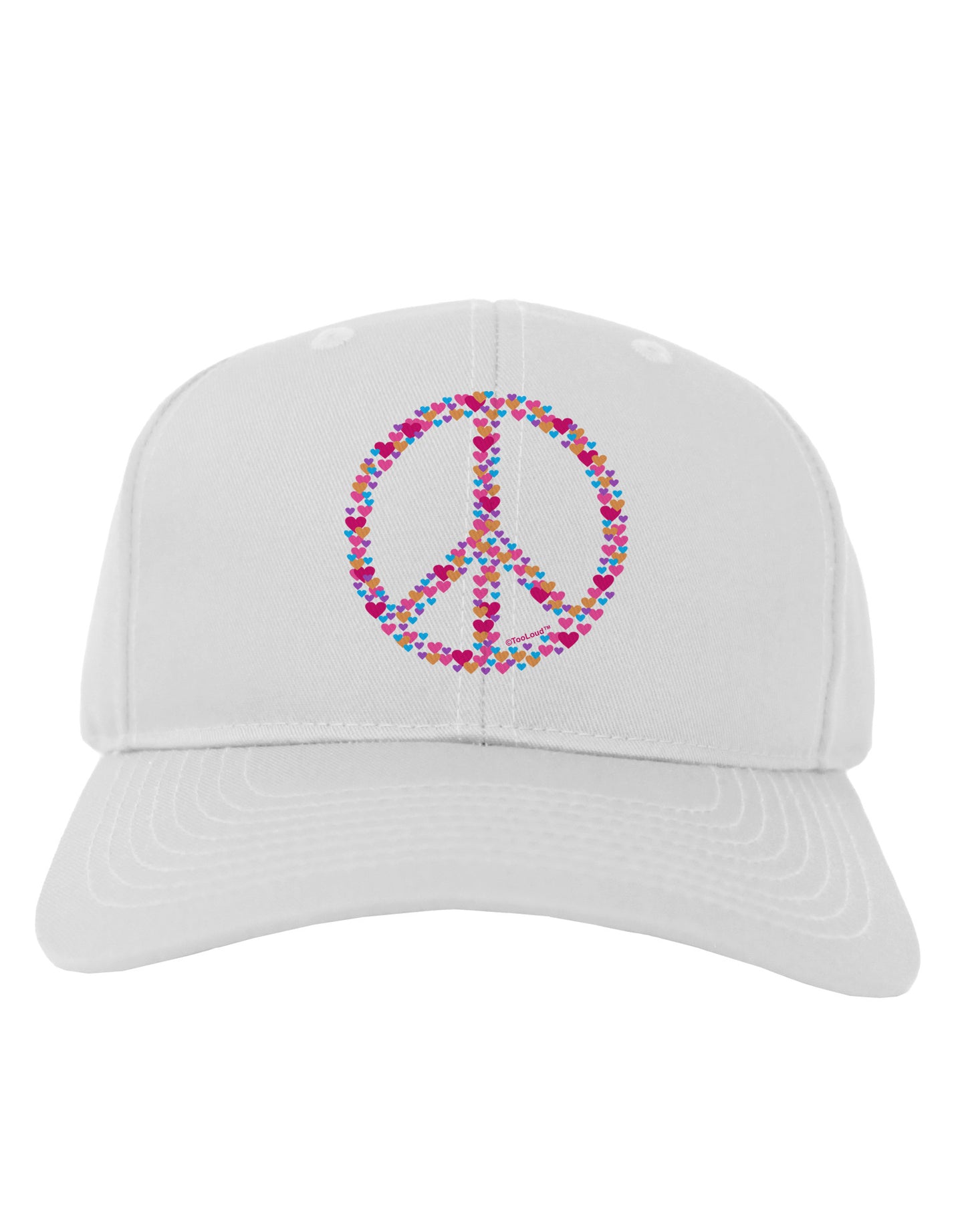 Peace Sign Hearts Adult Baseball Cap Hat-Baseball Cap-TooLoud-White-One Size-Davson Sales