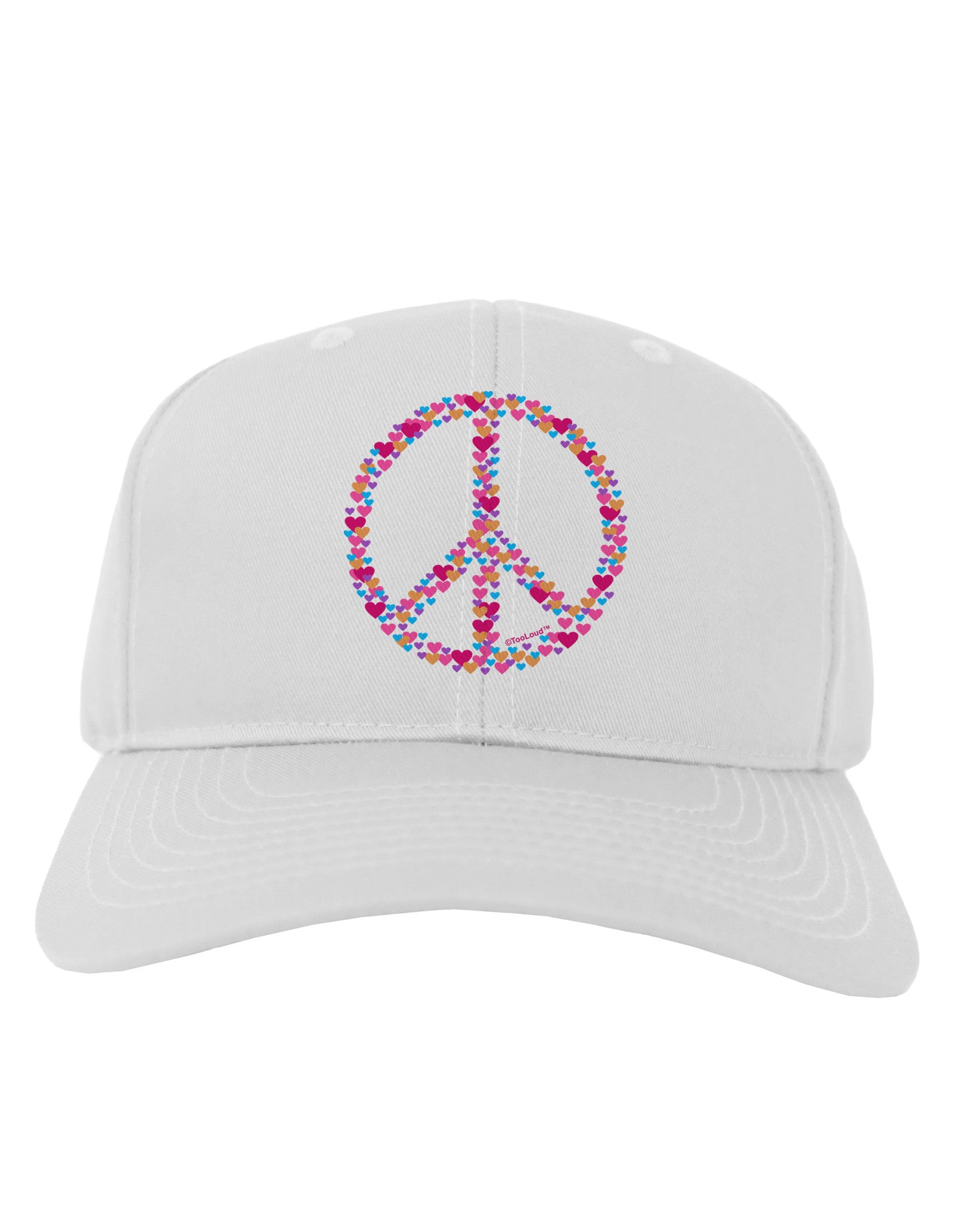 Peace Sign Hearts Adult Baseball Cap Hat-Baseball Cap-TooLoud-White-One Size-Davson Sales