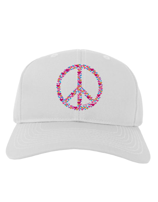 Peace Sign Hearts Adult Baseball Cap Hat-Baseball Cap-TooLoud-White-One Size-Davson Sales