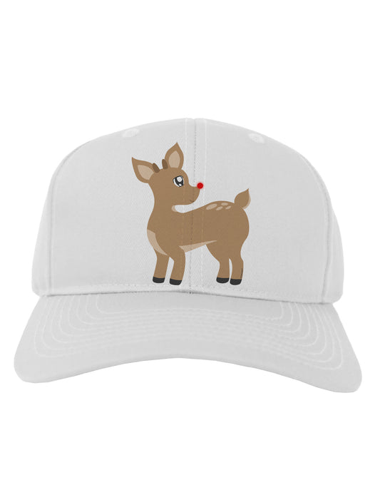 Cute Little Rudolph the Reindeer - Christmas Adult Baseball Cap Hat by TooLoud-Baseball Cap-TooLoud-White-One Size-Davson Sales