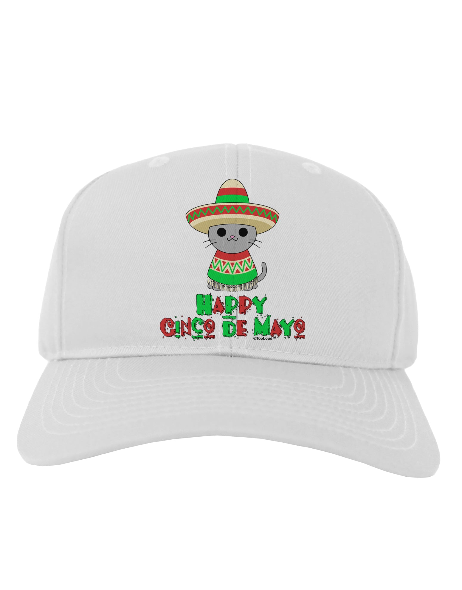 Happy Cinco de Mayo Cat Adult Baseball Cap Hat by TooLoud-Baseball Cap-TooLoud-White-One Size-Davson Sales