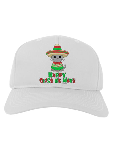 Happy Cinco de Mayo Cat Adult Baseball Cap Hat by TooLoud-Baseball Cap-TooLoud-White-One Size-Davson Sales