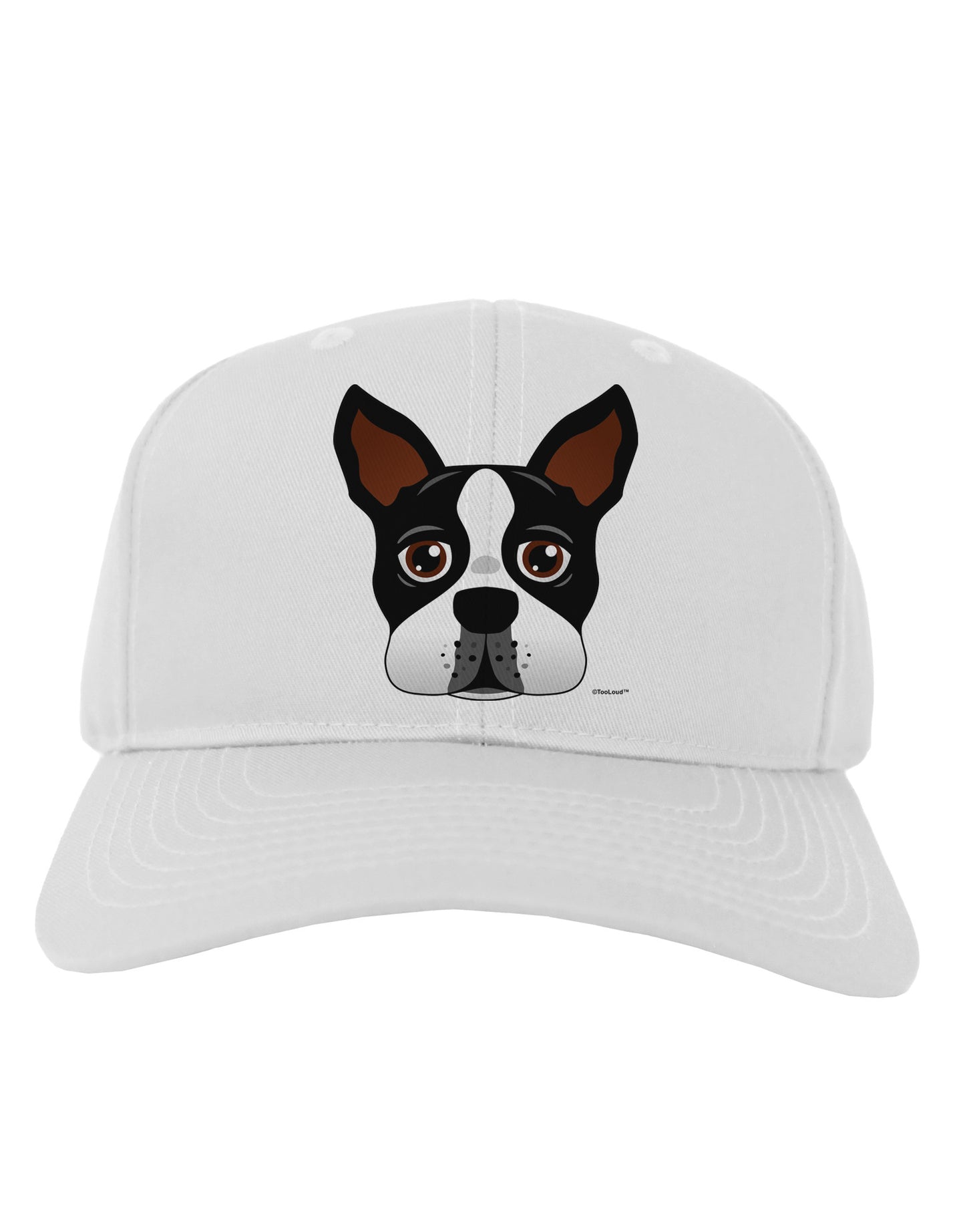 Cute Boston Terrier Dog Face Adult Baseball Cap Hat-Baseball Cap-TooLoud-White-One Size-Davson Sales