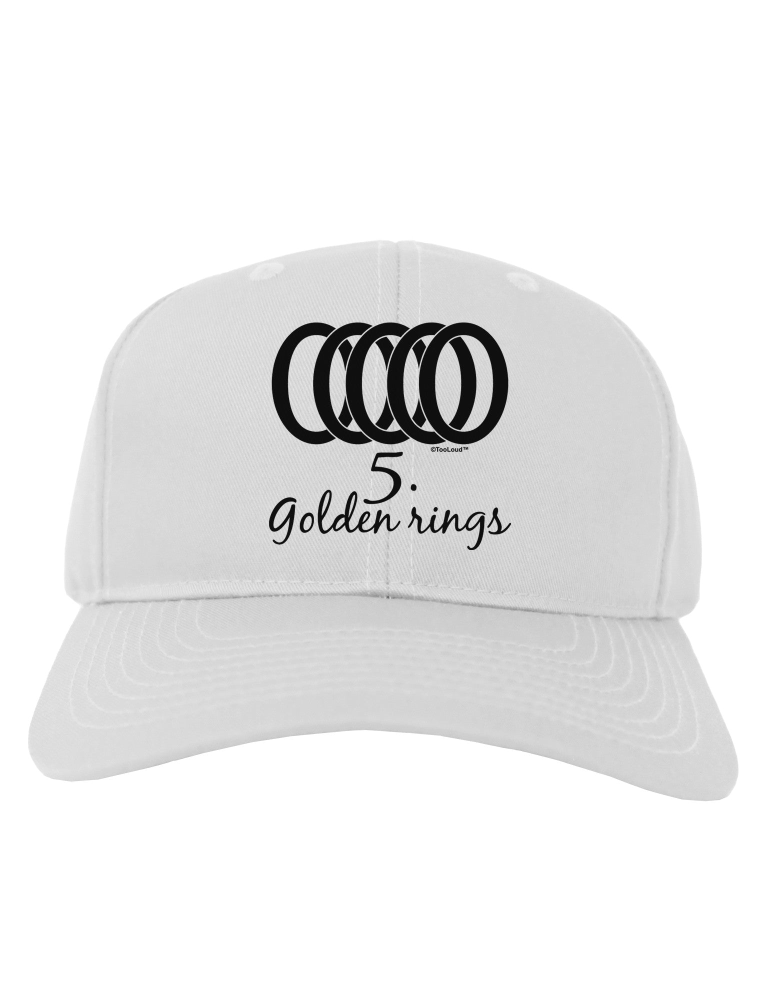 Five Golden Rings Text Adult Baseball Cap Hat-Baseball Cap-TooLoud-White-One Size-Davson Sales
