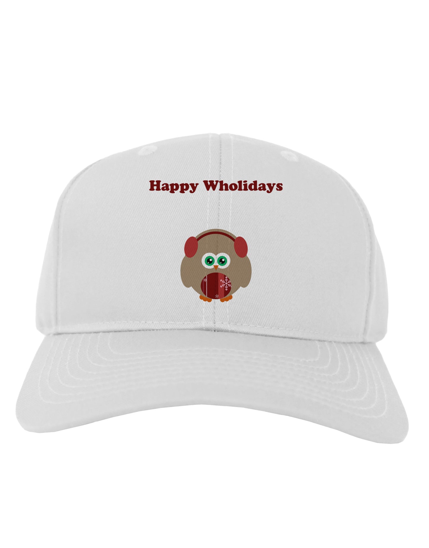 Happy Wholidays Winter Owl With Earmuffs Adult Baseball Cap Hat-Baseball Cap-TooLoud-White-One Size-Davson Sales