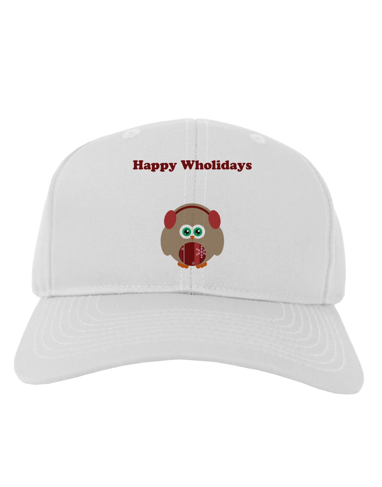Happy Wholidays Winter Owl With Earmuffs Adult Baseball Cap Hat-Baseball Cap-TooLoud-White-One Size-Davson Sales