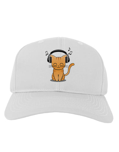 Cute Kitty With Headphones Adult Baseball Cap Hat-Baseball Cap-TooLoud-White-One Size-Davson Sales