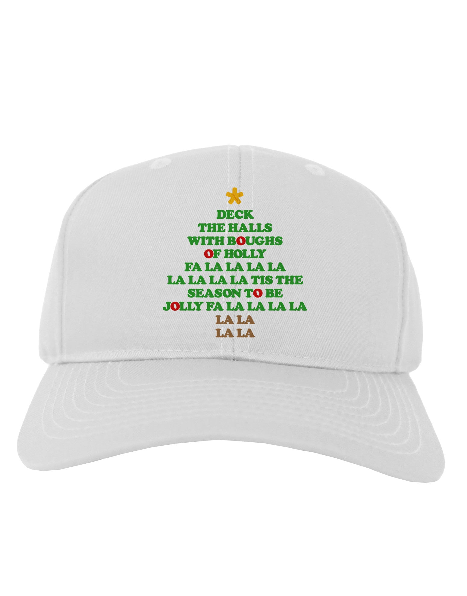 Deck the Halls Lyrics Christmas Tree Adult Baseball Cap Hat-Baseball Cap-TooLoud-White-One Size-Davson Sales