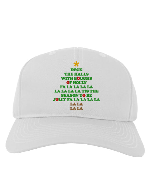 Deck the Halls Lyrics Christmas Tree Adult Baseball Cap Hat-Baseball Cap-TooLoud-White-One Size-Davson Sales