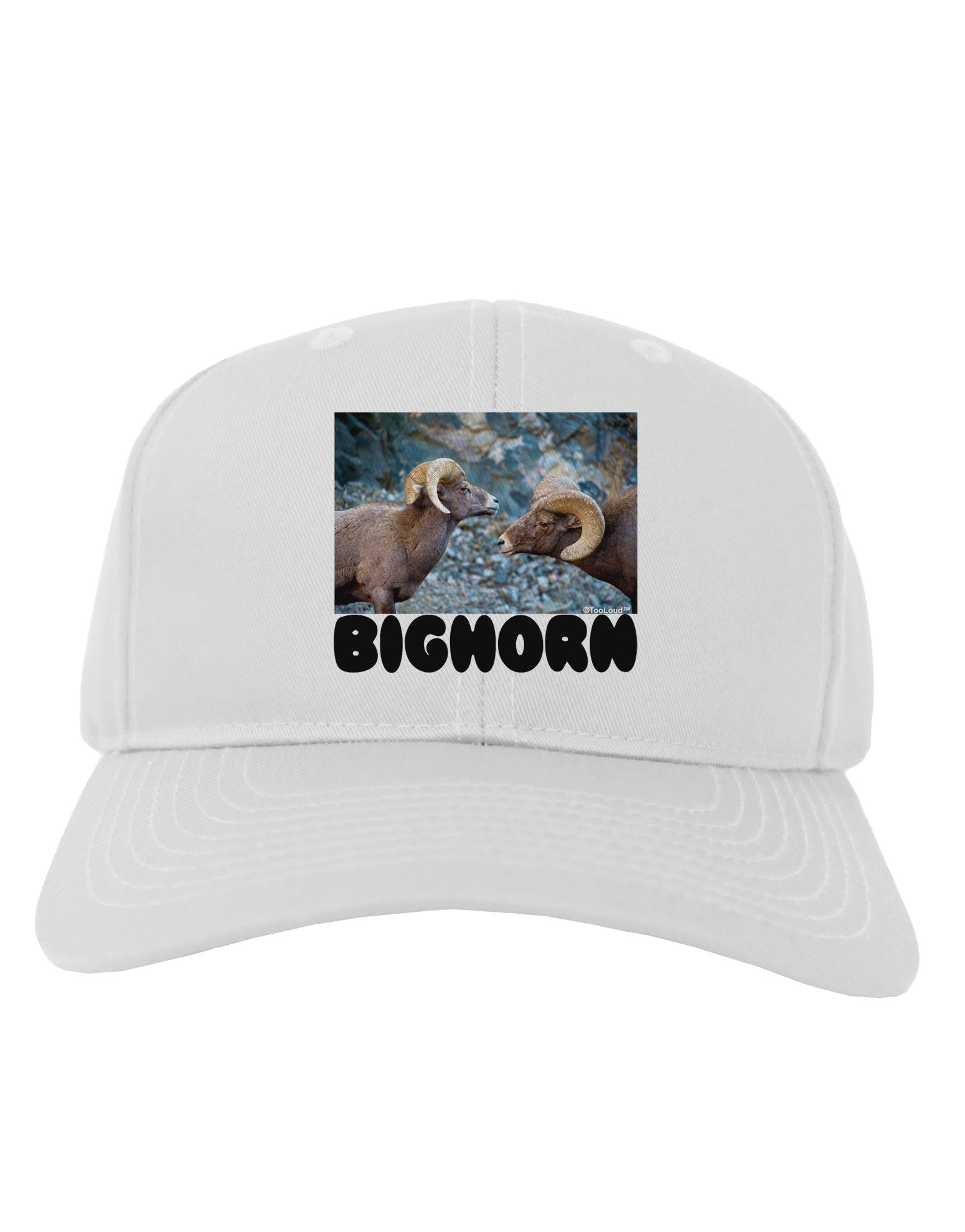 Two Bighorn Rams Text Adult Baseball Cap Hat-Baseball Cap-TooLoud-White-One Size-Davson Sales