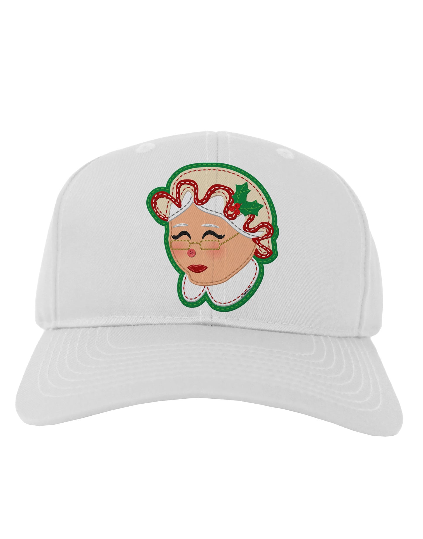 Cute Mrs Claus Face Faux Applique Adult Baseball Cap Hat-Baseball Cap-TooLoud-White-One Size-Davson Sales