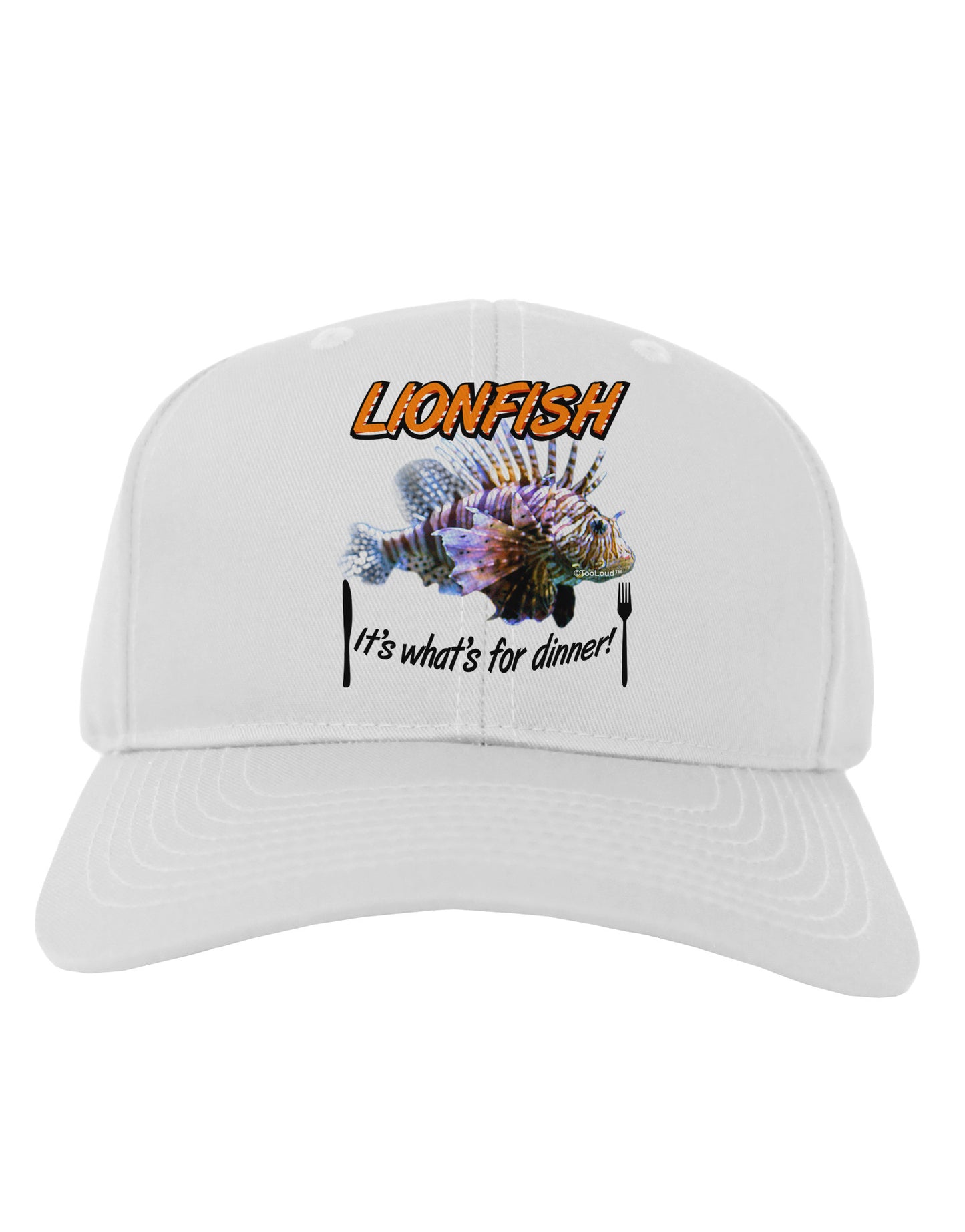Lionfish - It's What's For Dinner Adult Baseball Cap Hat-Baseball Cap-TooLoud-White-One Size-Davson Sales