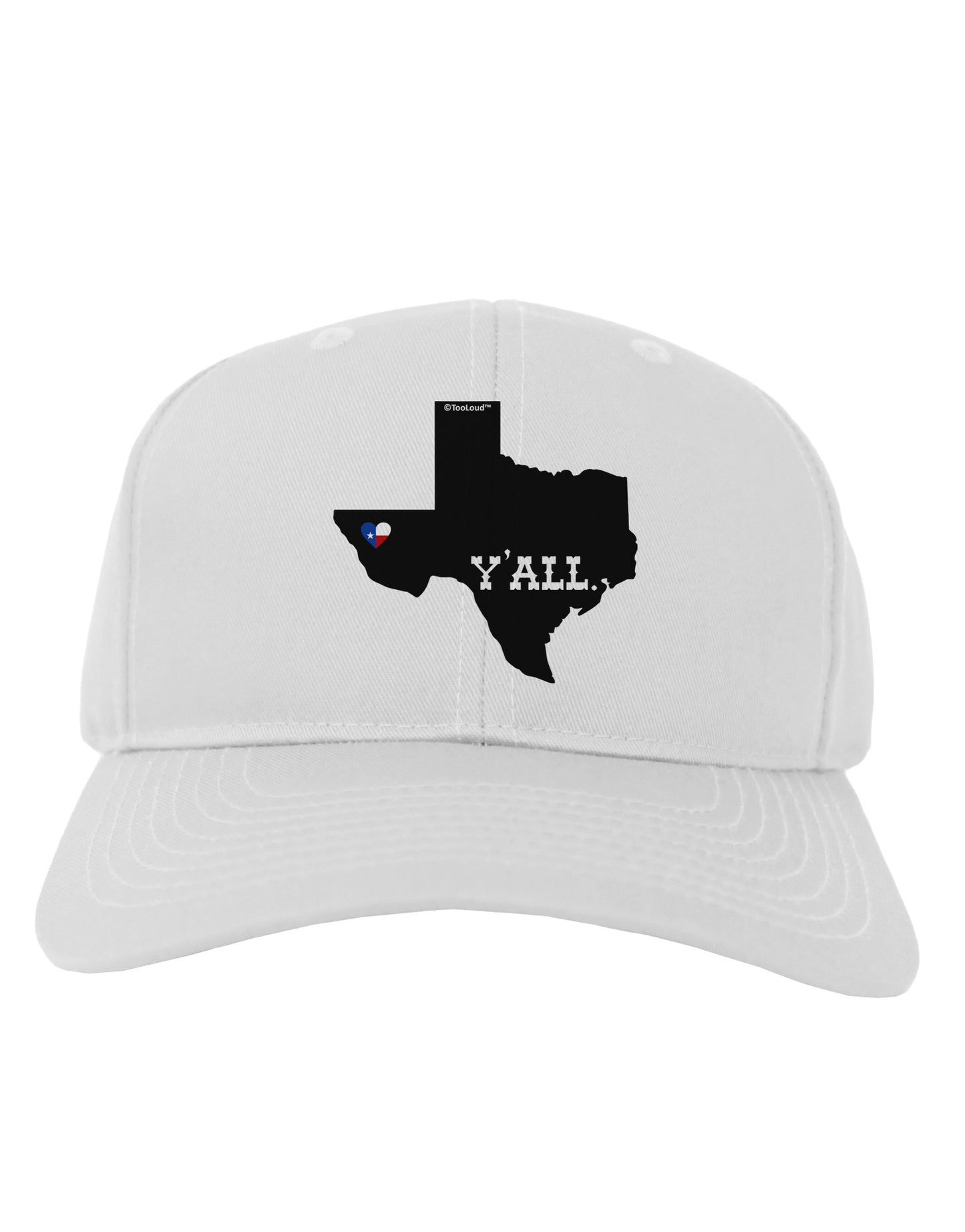 Texas State Y'all Design with Flag Heart Adult Baseball Cap Hat by TooLoud-Baseball Cap-TooLoud-White-One Size-Davson Sales