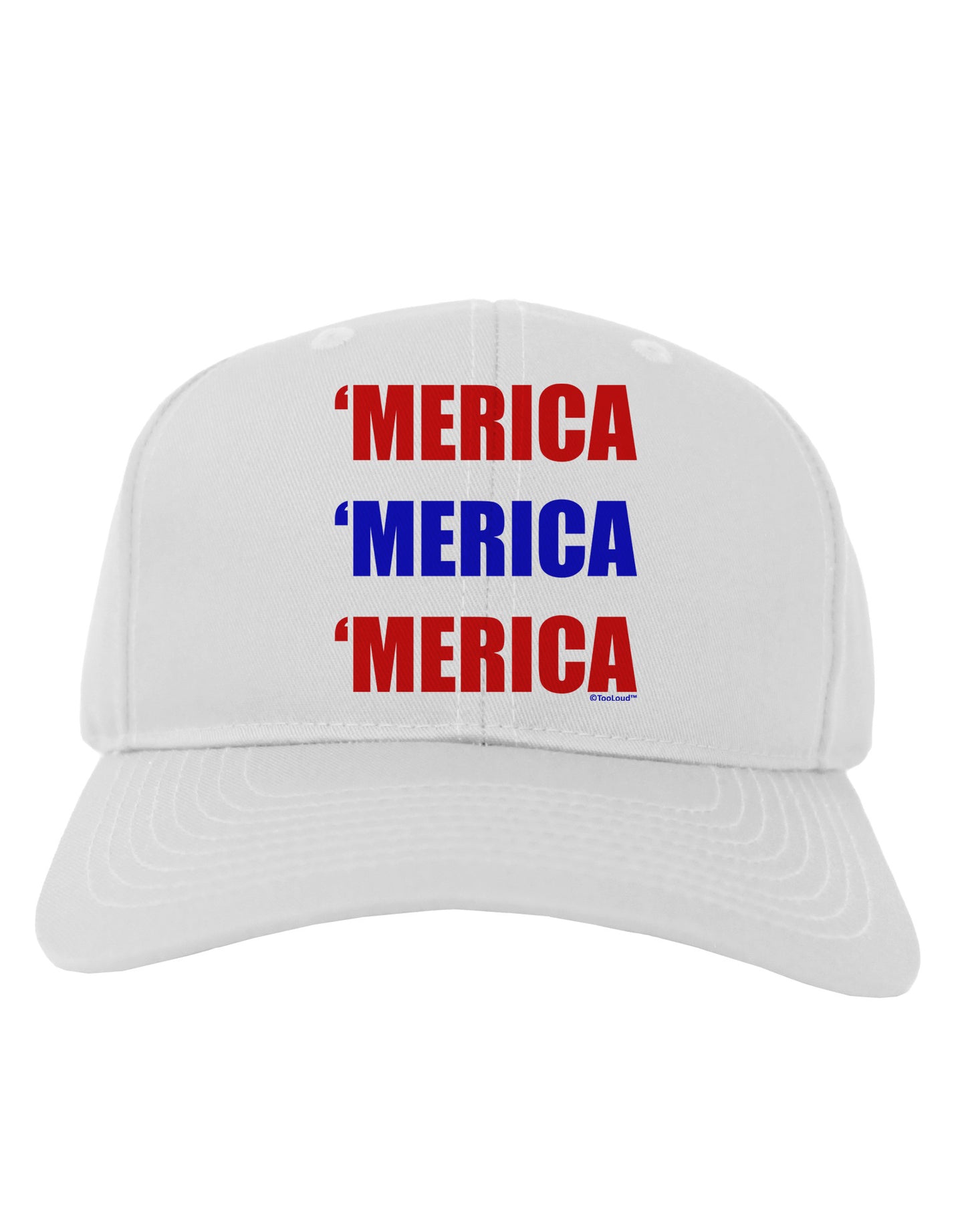 Merica Merica Merica - Red and Blue Adult Baseball Cap Hat-Baseball Cap-TooLoud-White-One Size-Davson Sales