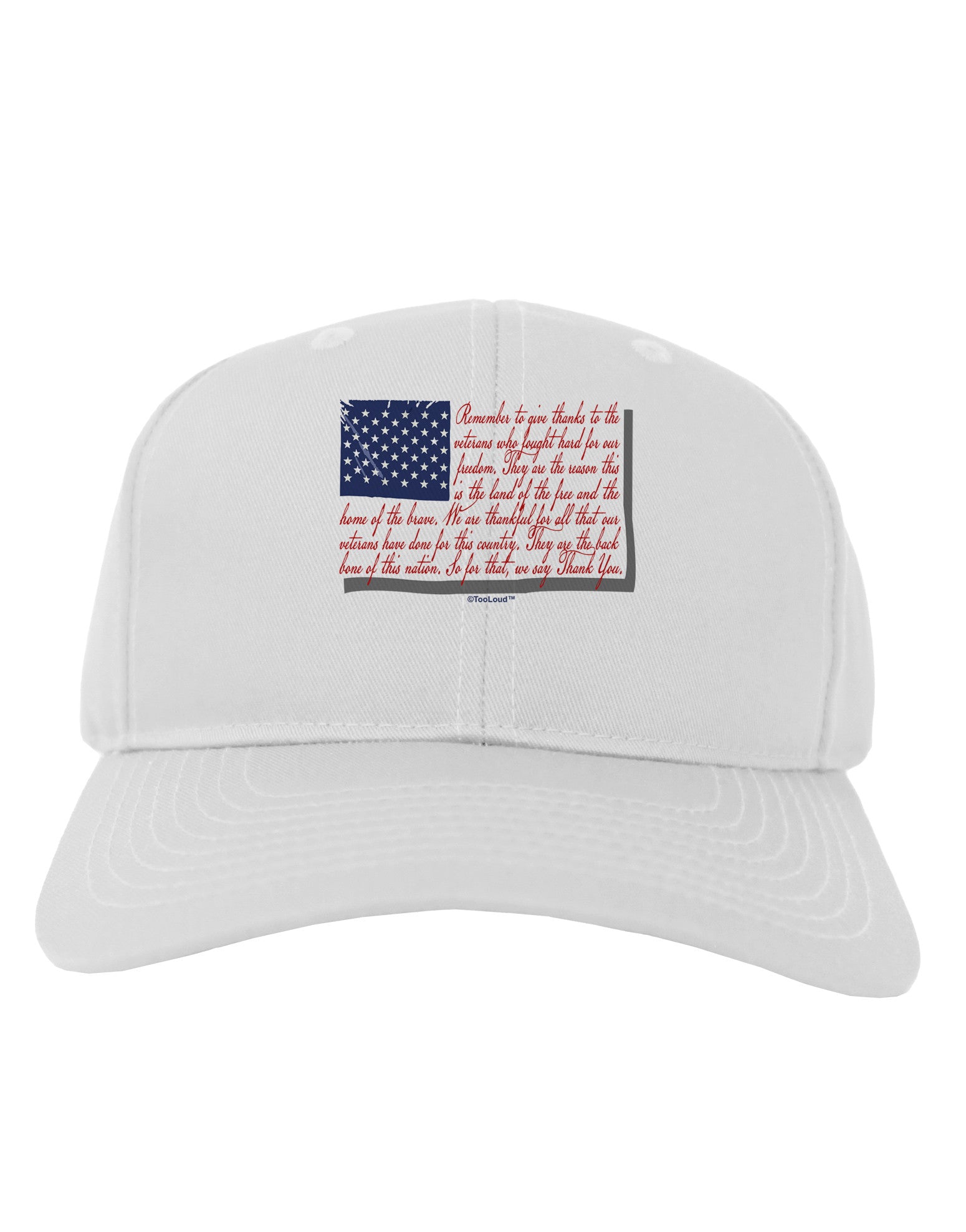Veterans Scripted Flag Adult Baseball Cap Hat-Baseball Cap-TooLoud-White-One Size-Davson Sales