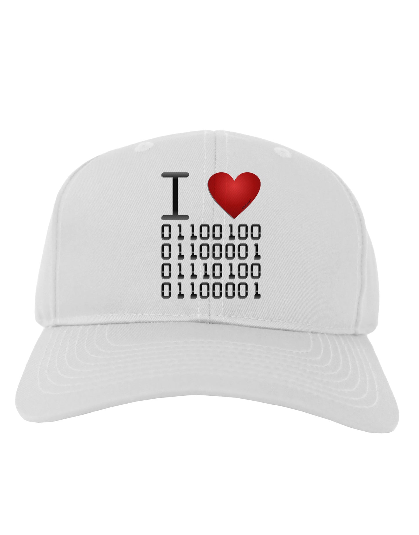 I Heart Binary Data Adult Baseball Cap Hat-Baseball Cap-TooLoud-White-One Size-Davson Sales