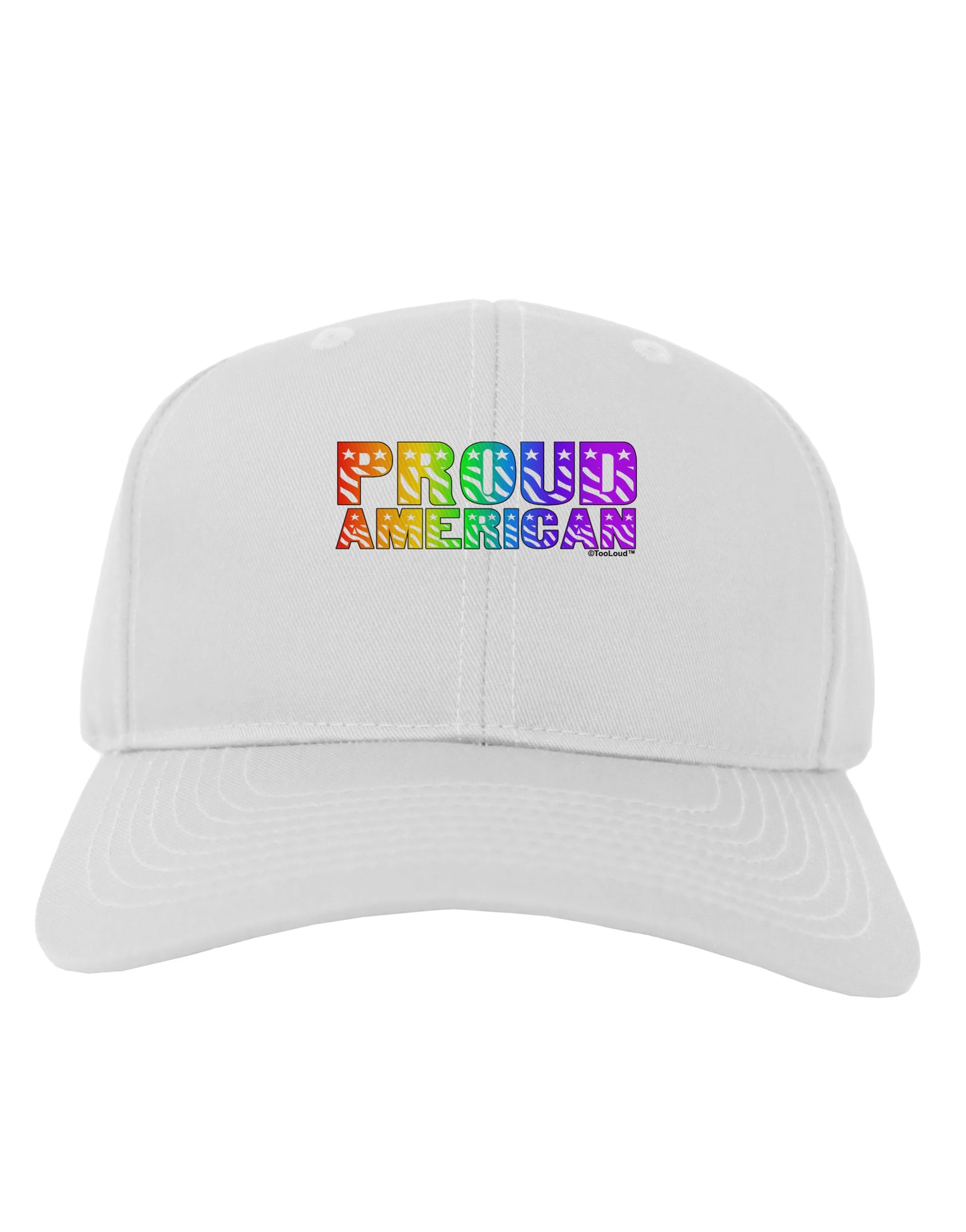 Proud American Rainbow Text Adult Baseball Cap Hat by TooLoud-Baseball Cap-TooLoud-White-One Size-Davson Sales