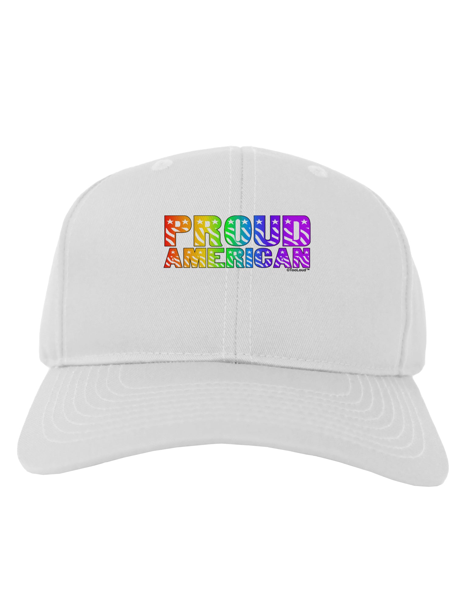 Proud American Rainbow Text Adult Baseball Cap Hat by TooLoud-Baseball Cap-TooLoud-White-One Size-Davson Sales