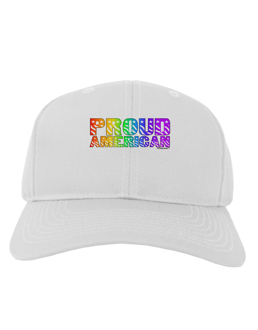 Proud American Rainbow Text Adult Baseball Cap Hat by TooLoud-Baseball Cap-TooLoud-White-One Size-Davson Sales