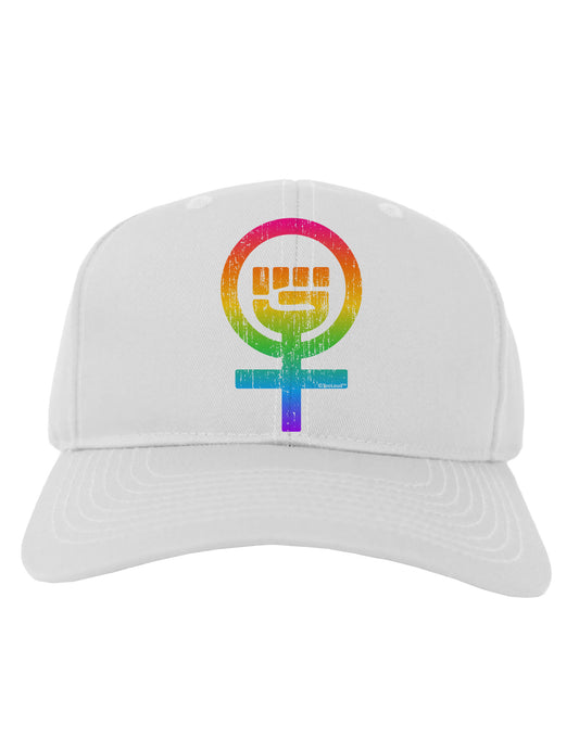 Rainbow Distressed Feminism Symbol Adult Baseball Cap Hat-Baseball Cap-TooLoud-White-One Size-Davson Sales