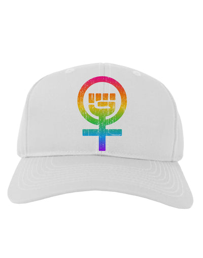 Rainbow Distressed Feminism Symbol Adult Baseball Cap Hat-Baseball Cap-TooLoud-White-One Size-Davson Sales