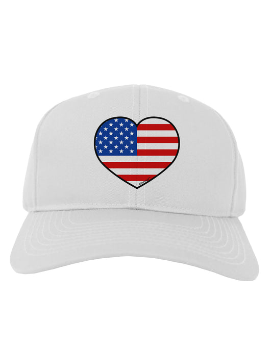 American Flag Heart Design Adult Baseball Cap Hat by TooLoud-Baseball Cap-TooLoud-White-One Size-Davson Sales