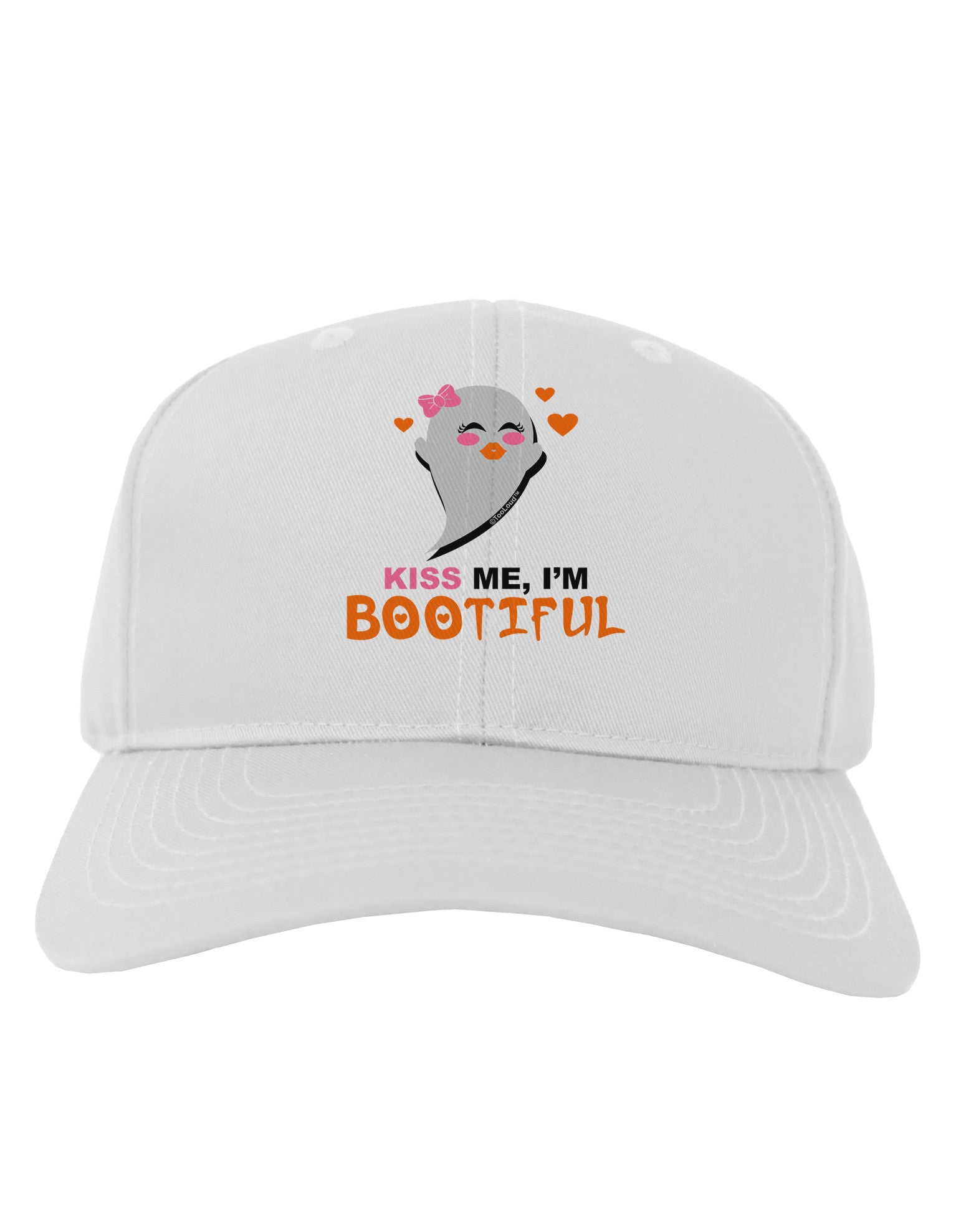 Kiss Me BOOtiful Ghost Orange Adult Baseball Cap Hat-Baseball Cap-TooLoud-White-One Size-Davson Sales
