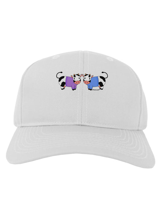 Cute Pair of Sweater Cows Adult Baseball Cap Hat-Baseball Cap-TooLoud-White-One Size-Davson Sales