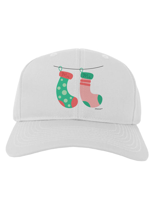 Cute Mr and Mr Christmas Couple Stockings Adult Baseball Cap Hat by TooLoud-Baseball Cap-TooLoud-White-One Size-Davson Sales