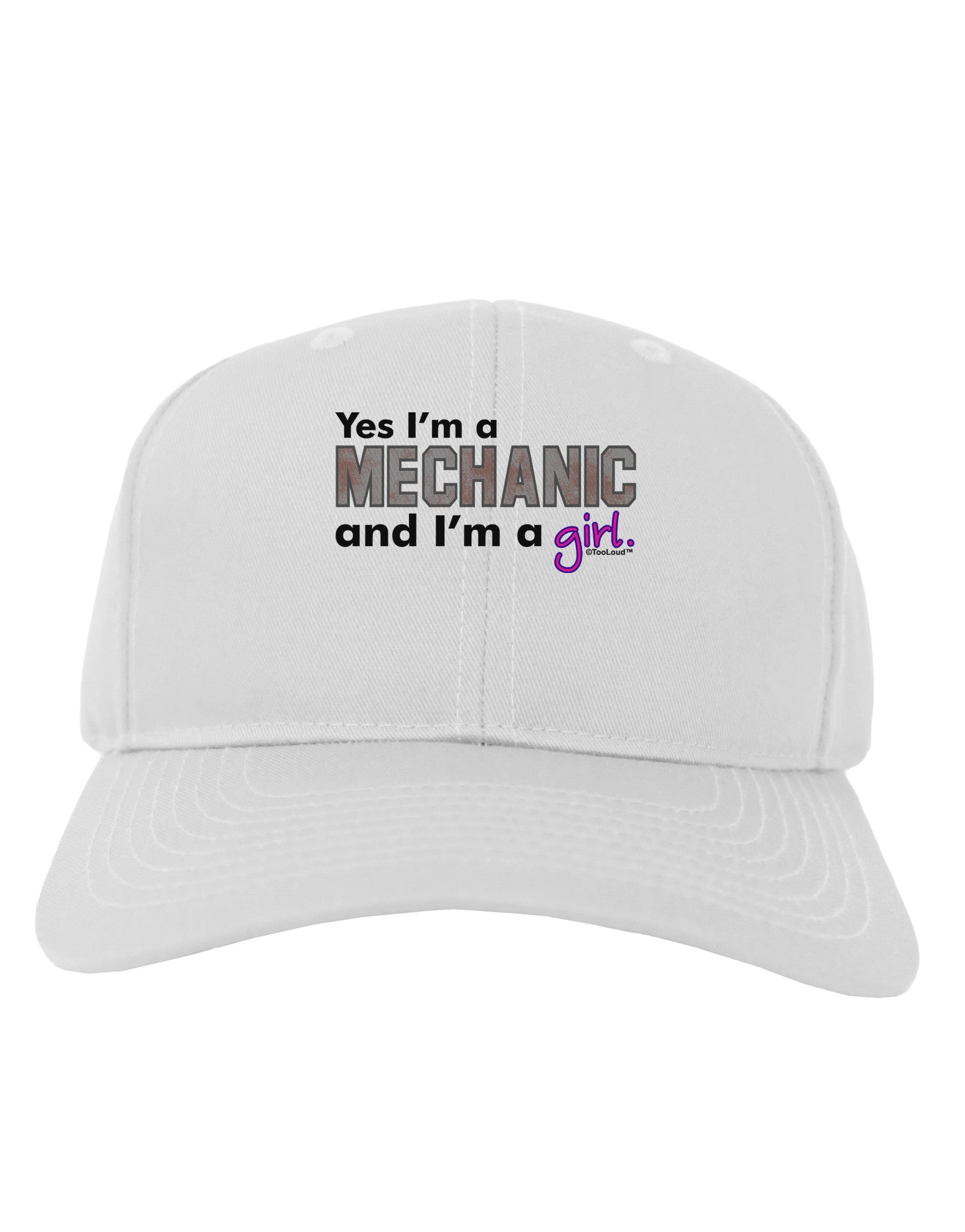 Yes I am a Mechanic Girl Adult Baseball Cap Hat-Baseball Cap-TooLoud-White-One Size-Davson Sales