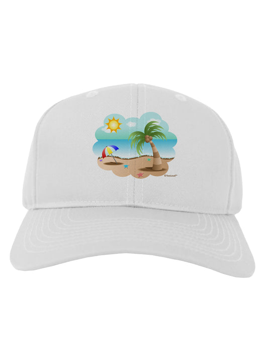Fun Summer Beach Scene Adult Baseball Cap Hat by TooLoud-Baseball Cap-TooLoud-White-One Size-Davson Sales