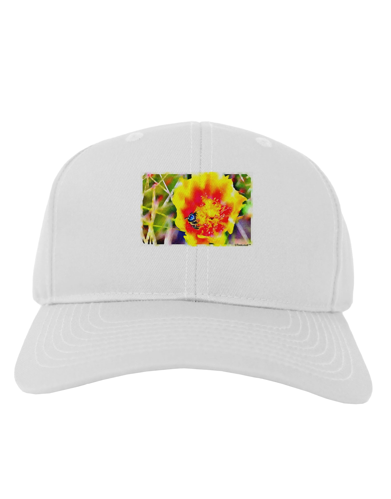 Bee Cactus Watercolor Adult Baseball Cap Hat-Baseball Cap-TooLoud-White-One Size-Davson Sales