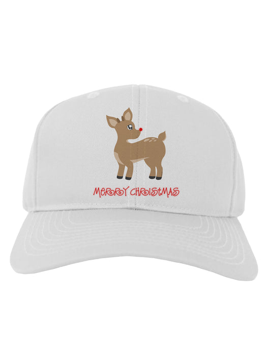 Cute Rudolph the Reindeer - Merry Christmas Adult Baseball Cap Hat by TooLoud-Baseball Cap-TooLoud-White-One Size-Davson Sales
