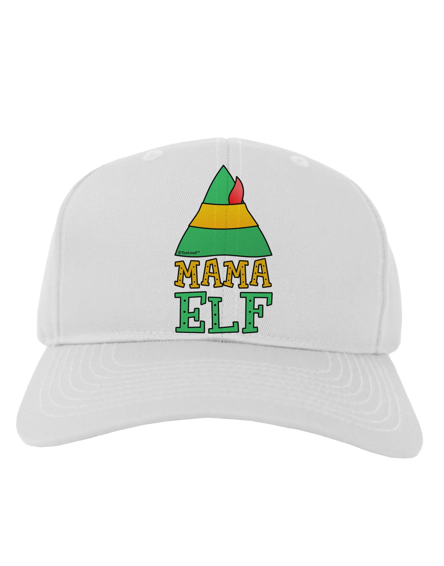 Matching Christmas Design - Elf Family - Mama Elf Adult Baseball Cap Hat-Baseball Cap-TooLoud-White-One Size-Davson Sales
