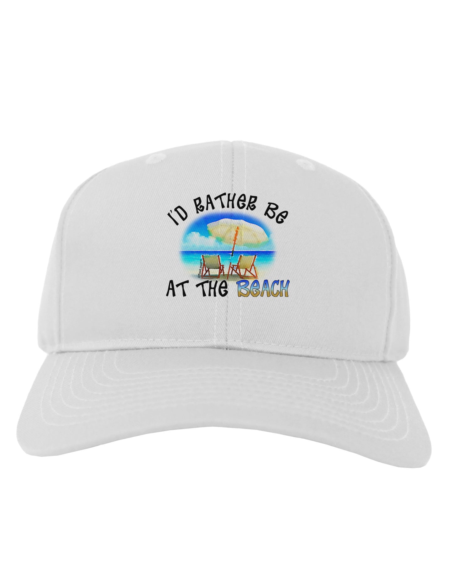 I'd Rather Be At The Beach Adult Baseball Cap Hat-Baseball Cap-TooLoud-White-One Size-Davson Sales
