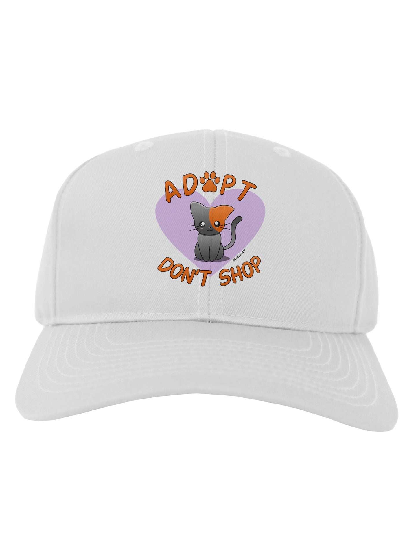 Adopt Don't Shop Cute Kitty Adult Baseball Cap Hat-Baseball Cap-TooLoud-White-One Size-Davson Sales