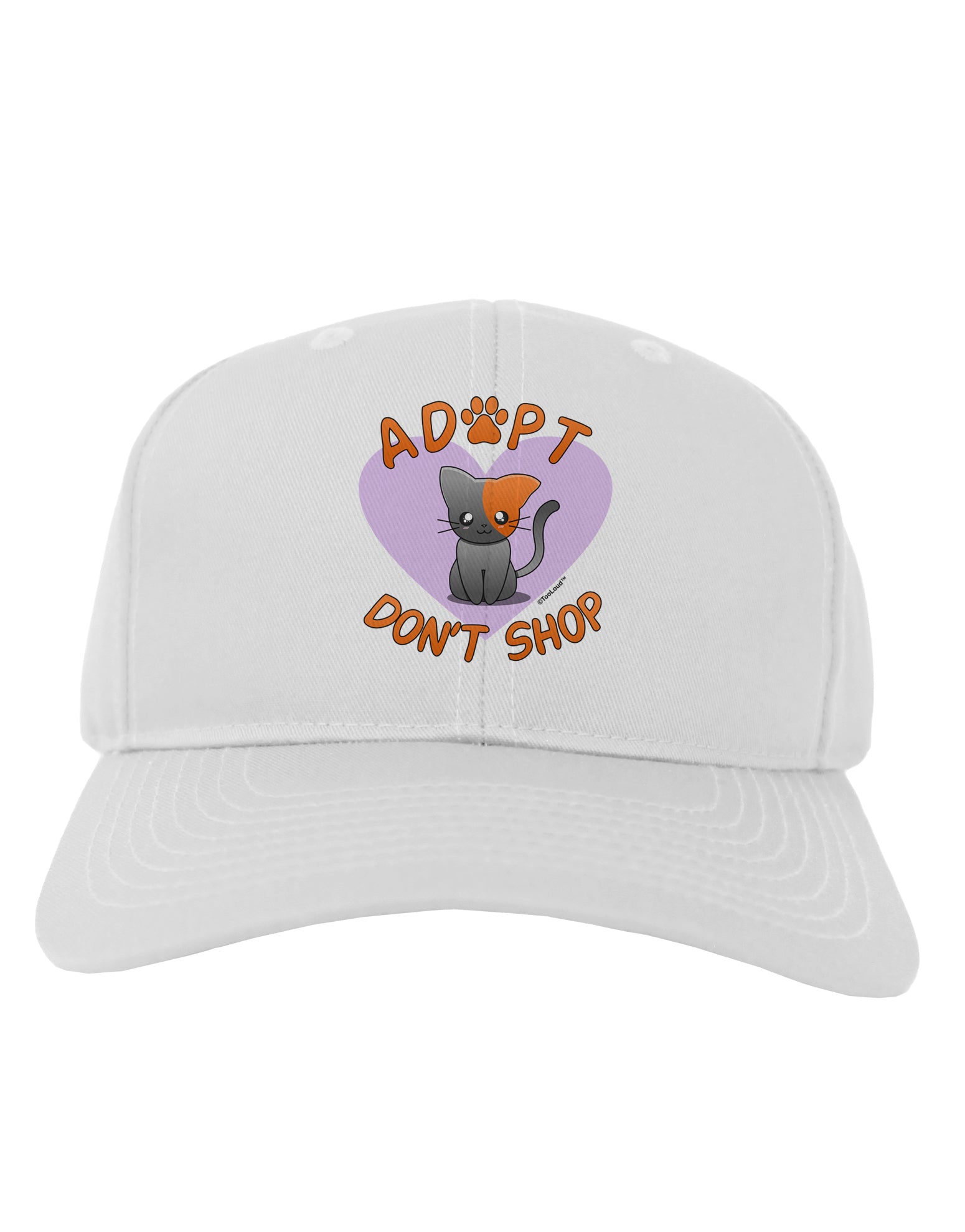 Adopt Don't Shop Cute Kitty Adult Baseball Cap Hat-Baseball Cap-TooLoud-White-One Size-Davson Sales