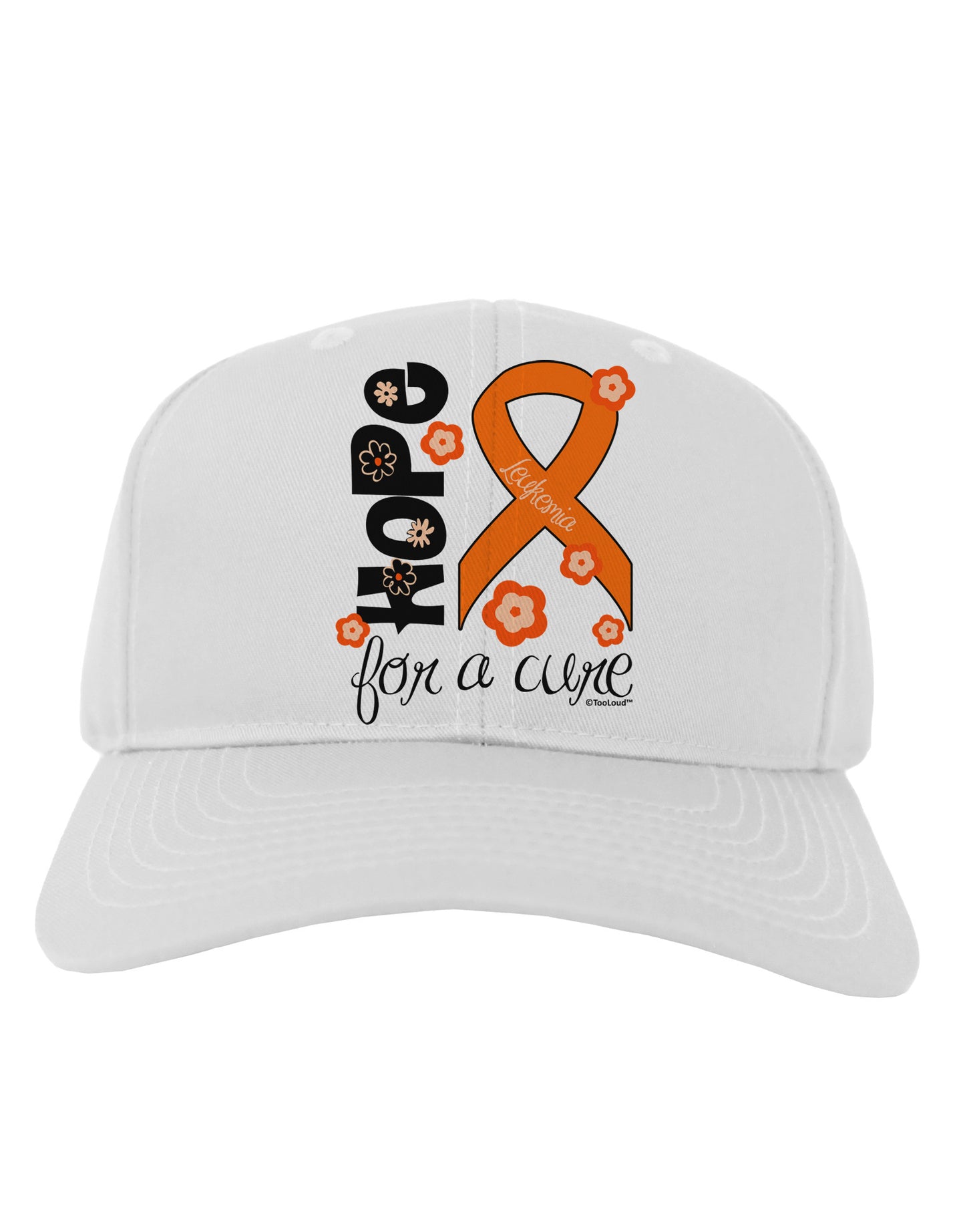 Hope for a Cure - Orange Ribbon Leukemia - Flowers Adult Baseball Cap Hat-Baseball Cap-TooLoud-White-One Size-Davson Sales