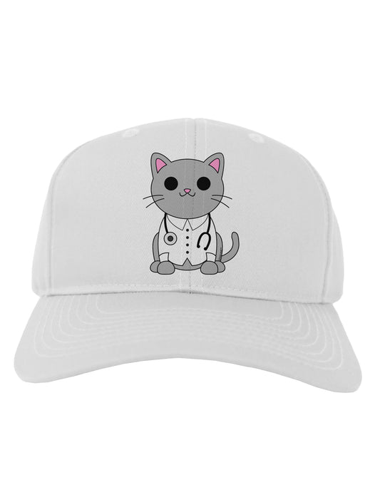 Dr Cat MD - Cute Cat Design Adult Baseball Cap Hat by TooLoud-Baseball Cap-TooLoud-White-One Size-Davson Sales