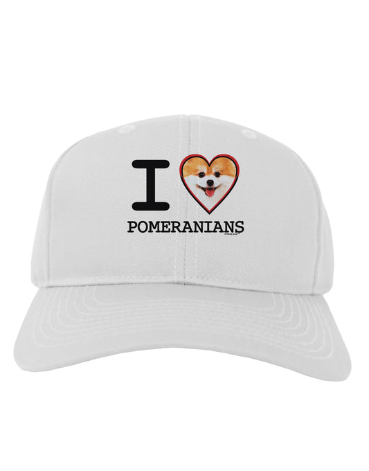 I Love Heart Pomeranians Adult Baseball Cap Hat-Baseball Cap-TooLoud-White-One Size-Davson Sales