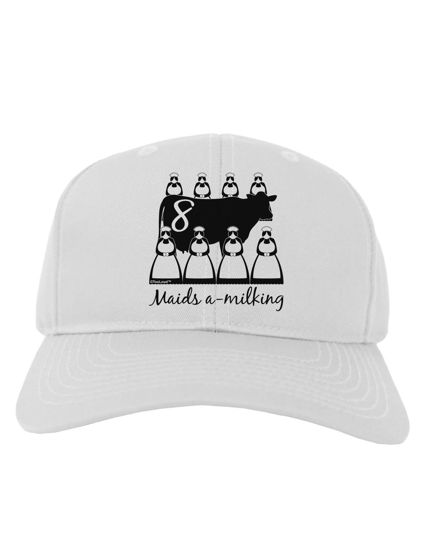 Eight Maids A Milking Text Adult Baseball Cap Hat-Baseball Cap-TooLoud-White-One Size-Davson Sales