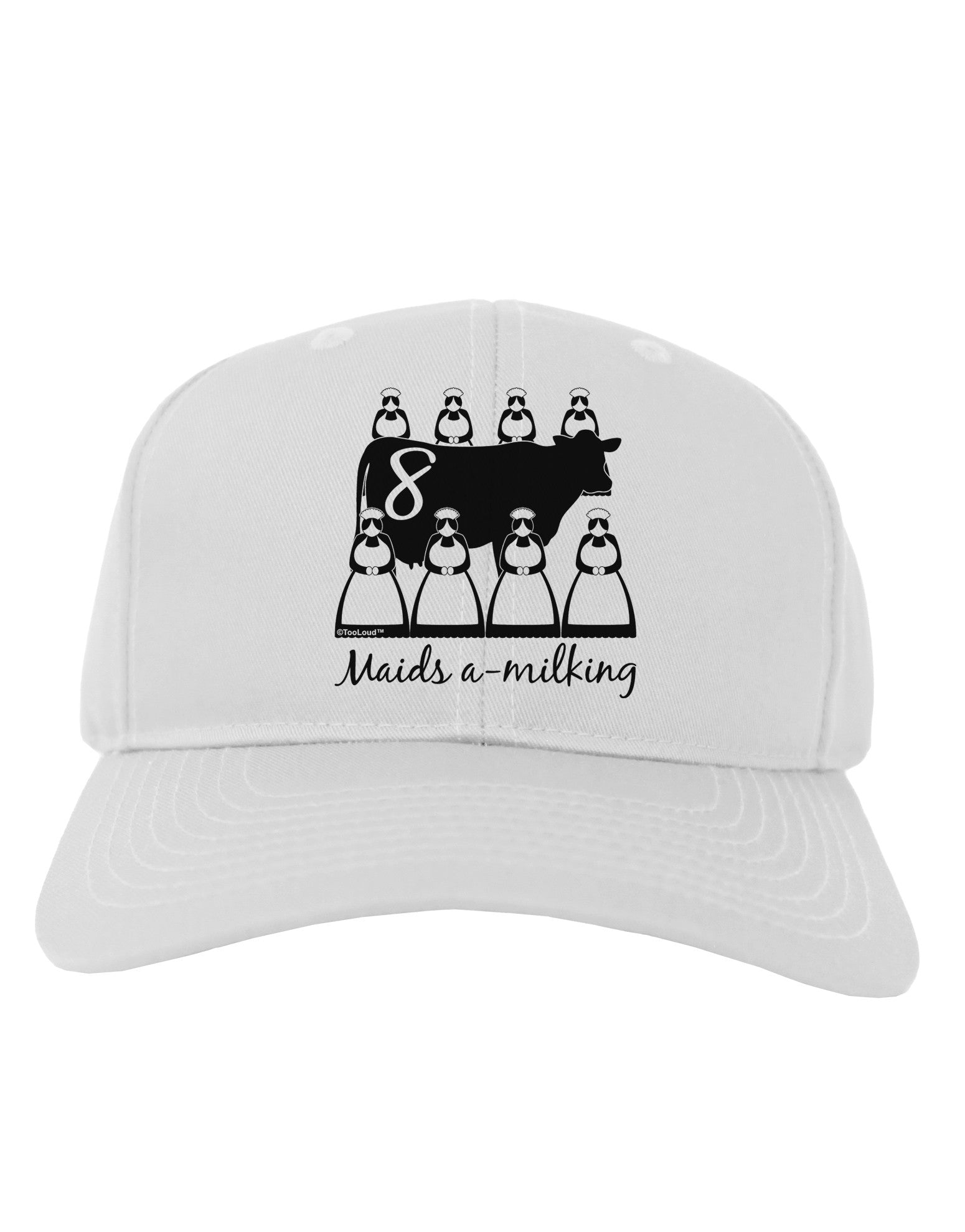 Eight Maids A Milking Text Adult Baseball Cap Hat-Baseball Cap-TooLoud-White-One Size-Davson Sales