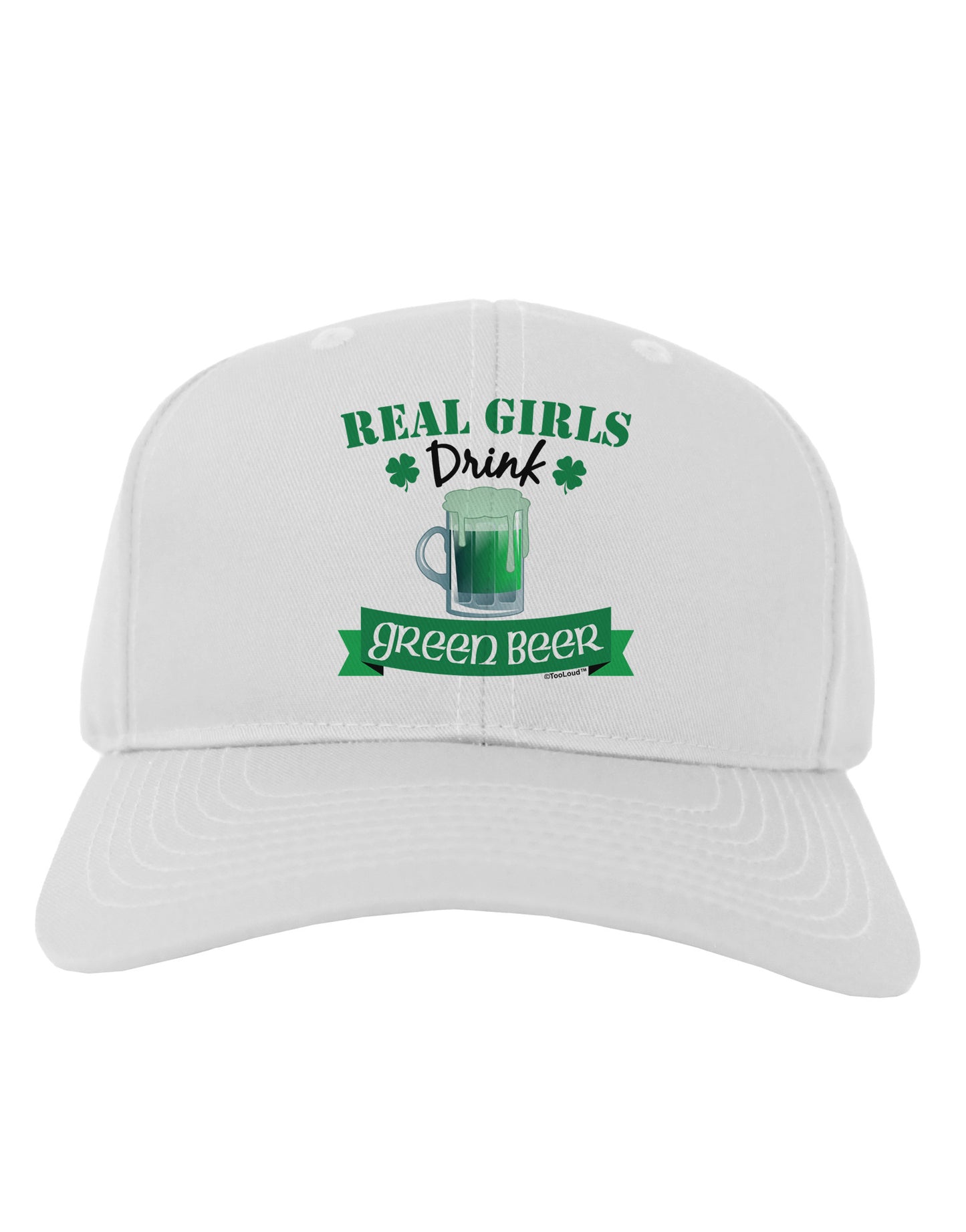 Real Girls Drink Green Beer Adult Baseball Cap Hat-Baseball Cap-TooLoud-White-One Size-Davson Sales