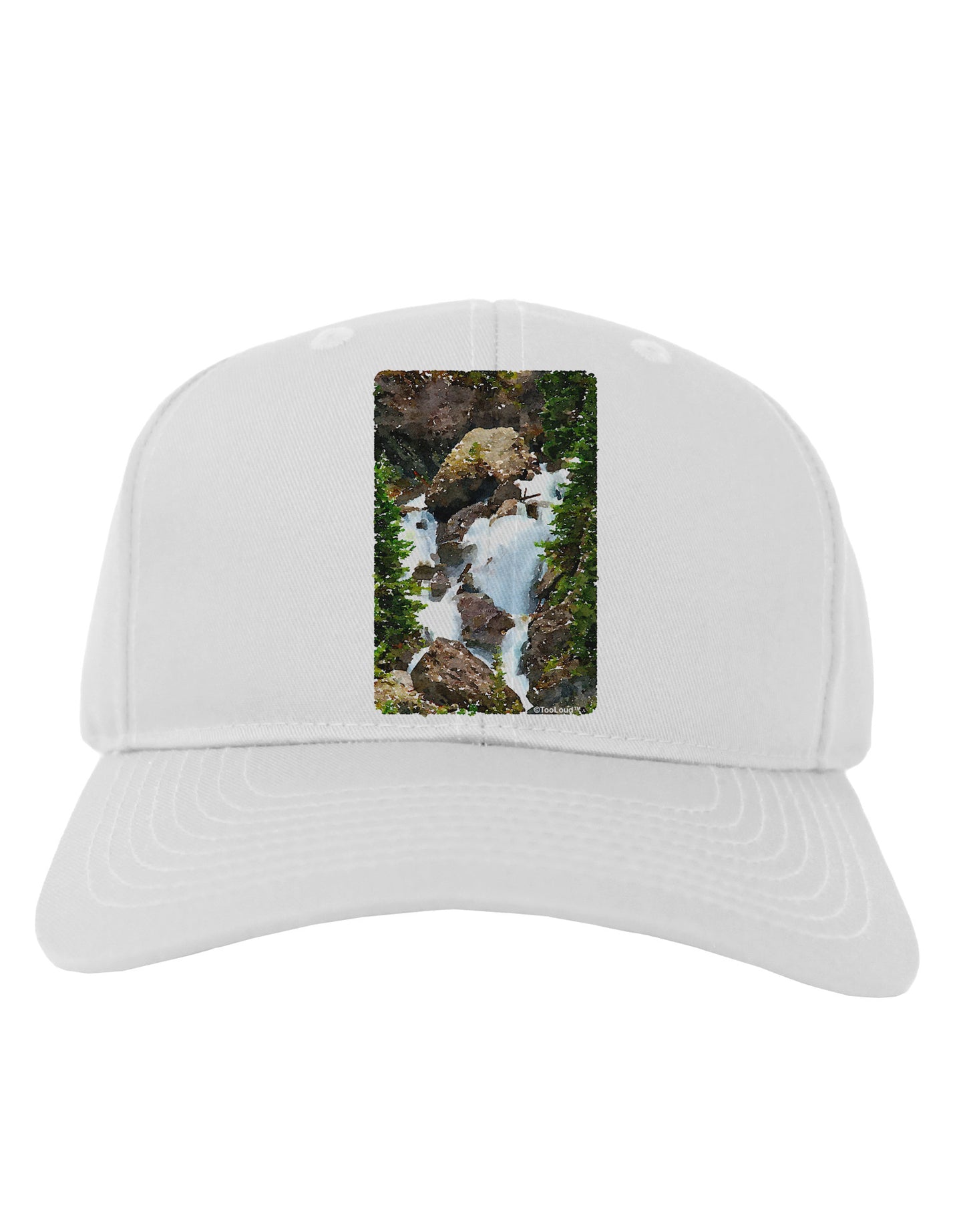 TooLoud Waterfall Watercolor Adult Baseball Cap Hat-Baseball Cap-TooLoud-White-One Size-Davson Sales